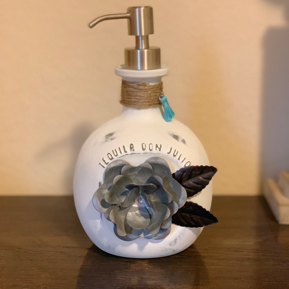 Up cycled Don Julio bottle. Soap dispenser.